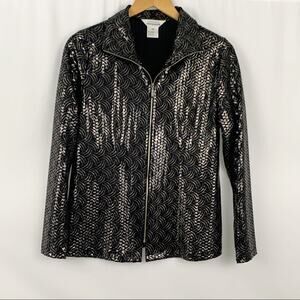 Exclusively Misook Black Tile Sequins Jacket XS